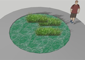 某圆形水池景观设计SU(草图大师)模型