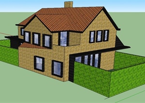 某地二层郊区别墅住宅建筑设计SU(草图大师)模型