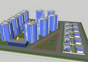某住宅区建筑轮廓规划设计SU(草图大师)模型