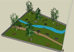 某小型游园景观设计SU(草图大师)模型