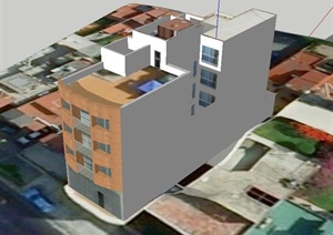 某带露台多层住宅建筑设计SU(草图大师)模型