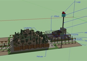 某地巴比伦空中花园景观设计SU(草图大师)模型