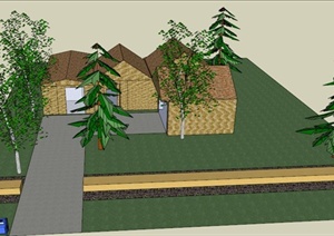 某多组合式住宅建筑景观设计SU(草图大师)模型