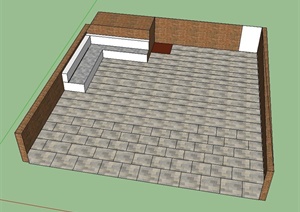 某庭院地面铺装设计SU(草图大师)模型