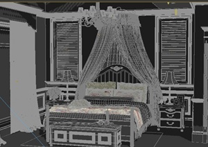 某住宅空间卧室室内装修设计3DMAX模型