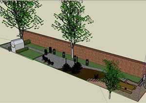 某现代住宅庭院园路景观设计SU(草图大师)模型
