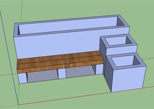 某园林景观花池坐凳组合SU(草图大师)模型
