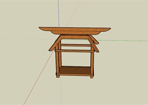 某木制方形特殊廊架设计SU(草图大师)模型
