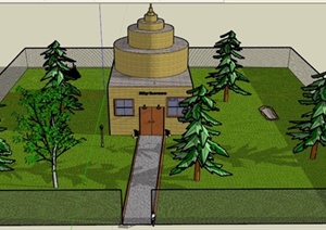某独特住宅建筑景观设计SU(草图大师)模型