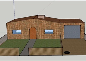 某砖砌一层两栋住宅建筑设计SU(草图大师)模型