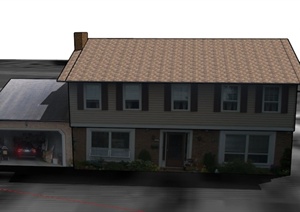某两层带车库住宅建筑设计SU(草图大师)模型