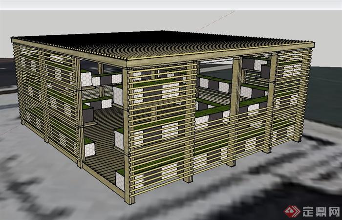 某植物种植房建筑设计SU模型(1)