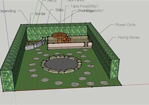 某私家庭院一角景观设计SU(草图大师)模型