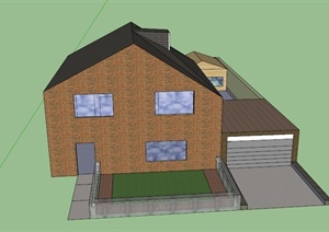 某欧式多层带仓库住宅建筑设计SU(草图大师)模型