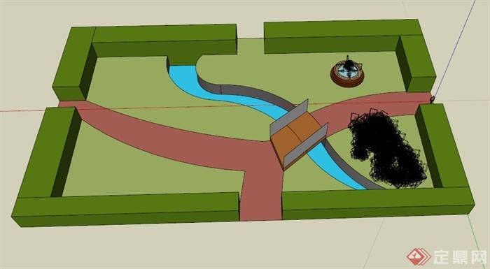 某现代公园节点景观设计SU模型(1)