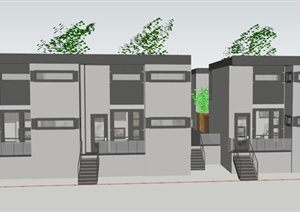 某单位小区住宅建筑设计SU(草图大师)模型