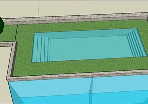 一个方形水池设计SU(草图大师)模型