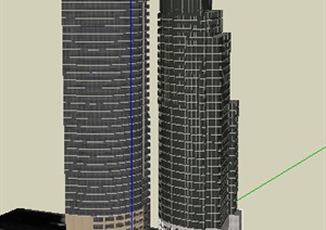 某现代风格小高层办公、商业综合建筑设计方案SU(草图大师)模型