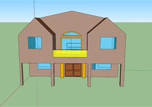 某欧式阁楼住宅建筑设计SU(草图大师)模型