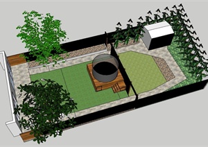 某简约庭院景观设计SU(草图大师)模型