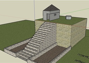 某公厕建筑设计SU(草图大师)模型（带台阶）