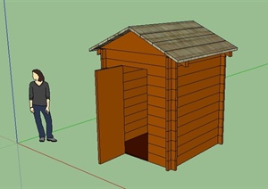 某地一间花园小木屋建筑设计SU(草图大师)模型