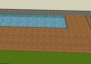 某水池景观与木平台景观设计SU(草图大师)模型