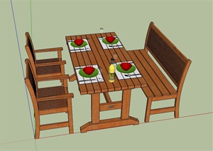 一套餐桌设计SU(草图大师)模型