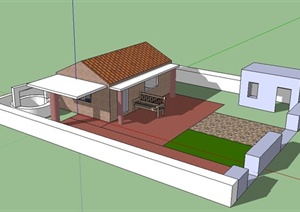 某单层临时住房建筑设计SU(草图大师)模型