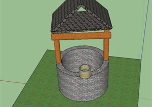 一个古中式水井设计SU(草图大师)模型