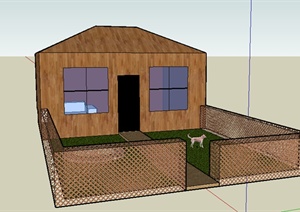 某室外小别墅房设计SU(草图大师)模型（含庭院）