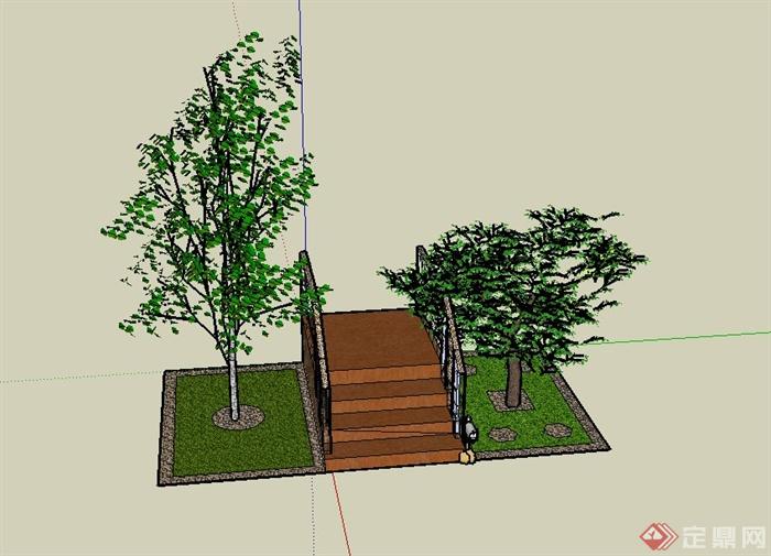 某台阶树池景观设计SU模型(1)