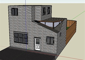 某地二层青砖房住宅建筑设计SU(草图大师)模型