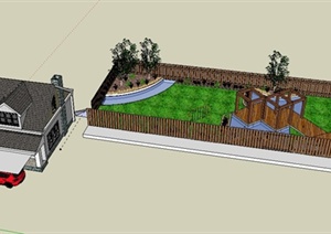 某住宅建筑和庭院景观设计SU(草图大师)模型