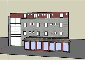 某室外多层居住建筑楼设计SU(草图大师)模型素材