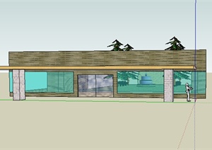 某室外木质小别墅设计SU(草图大师)模型
