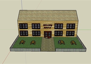 某两层住宅楼建筑设计SU(草图大师)模型