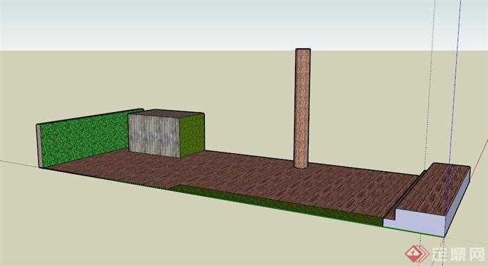 某公园景观柱与平台景观设计SU模型(1)