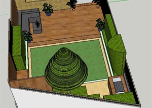 某地一现代小庭院景观SU(草图大师)模型