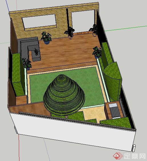 某地一现代小庭院景观SU模型(1)