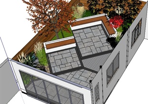 某建筑外小型庭院景观设计SU(草图大师)模型