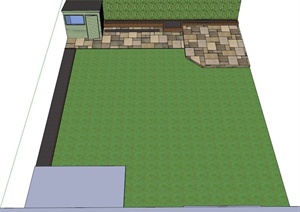 某现代住宅建筑前院景观设计SU(草图大师)模型