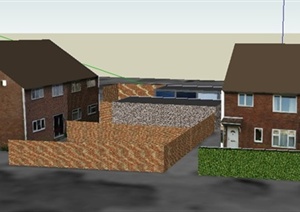 某地两栋民房住宅建筑设计SU(草图大师)模型
