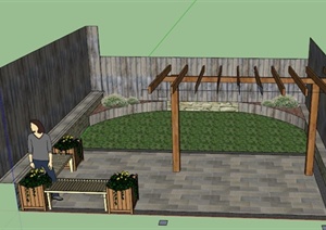 某现代住宅庭院景观规划设计SU(草图大师)模型