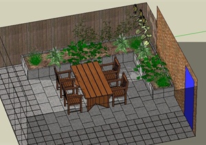某现代休闲小庭院景观设计SU(草图大师)模型