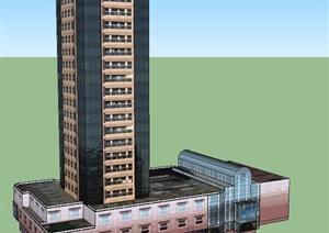 某商业大楼建筑设计SU(草图大师)贴图模型