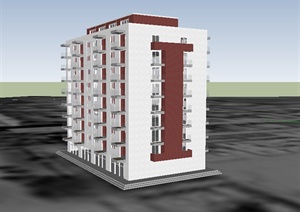 某室外住宅楼建筑设计SU(草图大师)模型素材