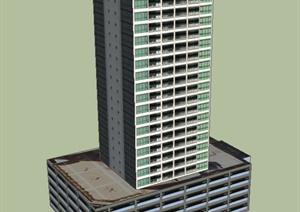 某城市花园公寓酒店建筑设计SU(草图大师)模型