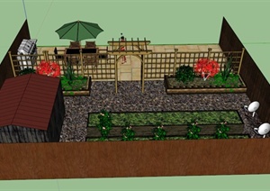 某欧式闭合式庭院景观设计SU(草图大师)模型