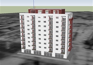 某新中居住建筑住宅楼设计SU(草图大师)模型